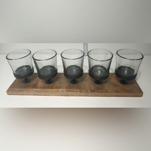 THRESHOLD 5-Votive Glass Candleholder 
Metal/Wood Base
#0229241
